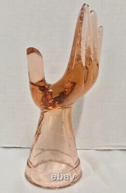 Vintage Pink Glass Hand Sculpture Mid Century Modern 8 High