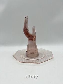 Vintage Pink Glass Hand Sculpture Mid Century Modern 8 High