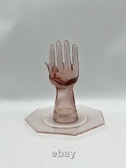 Vintage Pink Glass Hand Sculpture Mid Century Modern 8 High