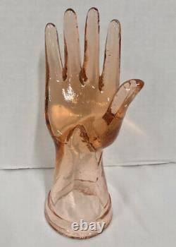Vintage Pink Glass Hand Sculpture Mid Century Modern 8 High