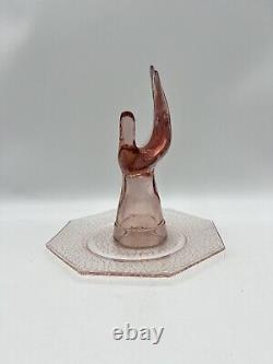 Vintage Pink Glass Hand Sculpture Mid Century Modern 8 High