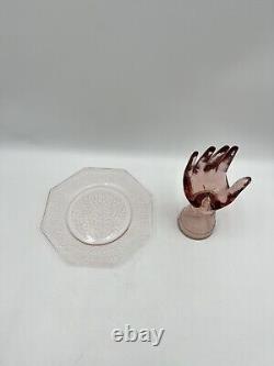 Vintage Pink Glass Hand Sculpture Mid Century Modern 8 High