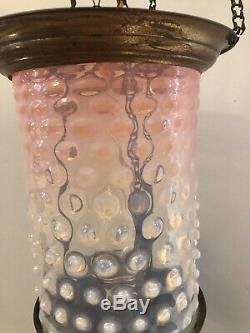 Vintage Pink Hobnail Ceiling Lamp Light Fixture chandelier Art Deco 24