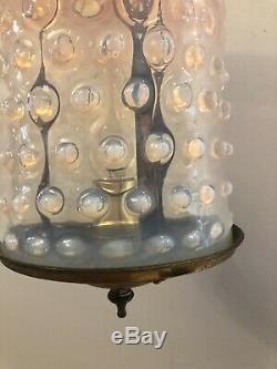 Vintage Pink Hobnail Ceiling Lamp Light Fixture chandelier Art Deco 24