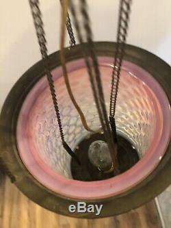 Vintage Pink Hobnail Ceiling Lamp Light Fixture chandelier Art Deco 24