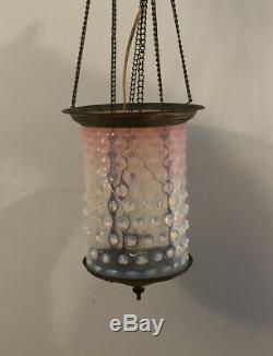 Vintage Pink Hobnail Ceiling Lamp Light Fixture chandelier Art Deco 24