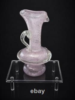 Vintage Pink Murano Style Art Glass Vase Pitcher Hand Blown Italian 5.75