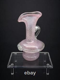Vintage Pink Murano Style Art Glass Vase Pitcher Hand Blown Italian 5.75