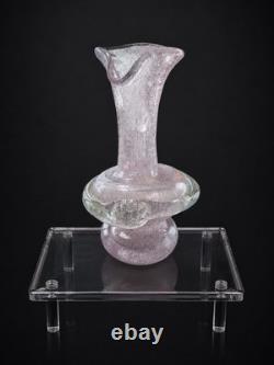 Vintage Pink Murano Style Art Glass Vase Pitcher Hand Blown Italian 5.75