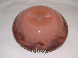 Vintage Pink Strathearn Scottish Art Glass Bowl British Vasart Leaping Salmon