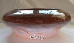 Vintage Pink Strathearn Scottish Art Glass Bowl British Vasart Leaping Salmon