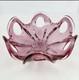 Vintage Pink free-form art glass bowl with petal-shaped rim
