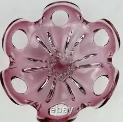 Vintage Pink free-form art glass bowl with petal-shaped rim