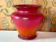 Vintage Poschinger Bohemian Handblown Red Orange Iridescent Stretch Glass Vase