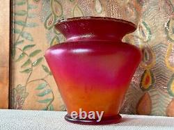 Vintage Poschinger Bohemian Handblown Red Orange Iridescent Stretch Glass Vase