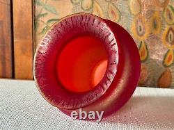 Vintage Poschinger Bohemian Handblown Red Orange Iridescent Stretch Glass Vase