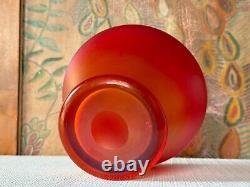 Vintage Poschinger Bohemian Handblown Red Orange Iridescent Stretch Glass Vase