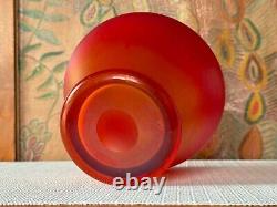 Vintage Poschinger Bohemian Handblown Red Orange Iridescent Stretch Glass Vase