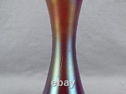 Vintage Poschinger Dark Cranberry Iridescent Ruffled Art Glass Trumpet Vase