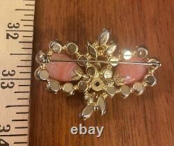 Vintage REGENCY Pink Rhinestone Pink Art Glass Bulbs And AB Brooch