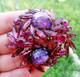 Vintage REGENCY Purple Pink Art Glass Crackle Glass High Relief Brooch Pin
