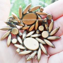 Vintage REGENCY Purple Pink Art Glass Crackle Glass High Relief Brooch Pin