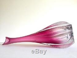 Vintage Rare MID Century Modern Art Vannes Crystal Magenta Pink Art Glass Vase