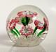 Vintage Rare Murano Pink Lampwork Flowers Paperweight Controlled Bubble Base