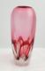 Vintage Red/Pink Handblown Art Glass Vase by Adam Jablonski Signed AJ 6.75