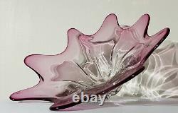 Vintage Retro Pink Art Glass Plate Bowl Josef Hospodka Chribska Czech