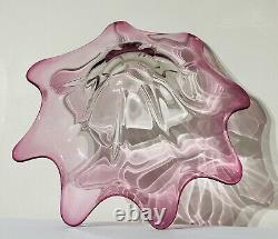 Vintage Retro Pink Art Glass Plate Bowl Josef Hospodka Chribska Czech