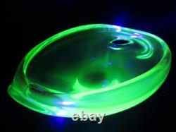 Vintage Scandinavian art glass bowl pink green UV encased with Asymmetrical Hole