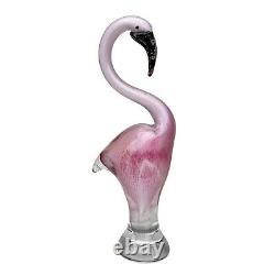 Vintage Sculpted Art Glass Pink Flamingo Figure