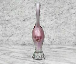 Vintage Sculpted Art Glass Pink Flamingo Figure