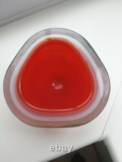 Vintage Seguso Murano alabastro pink / red art glass organic form bowl