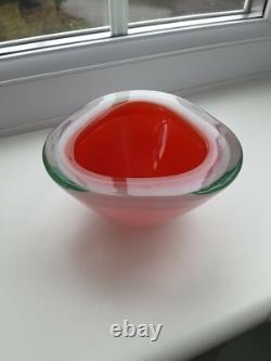 Vintage Seguso Murano alabastro pink / red art glass organic form bowl