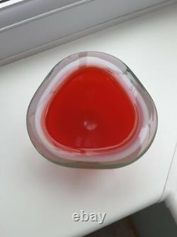Vintage Seguso Murano alabastro pink / red art glass organic form bowl