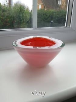 Vintage Seguso Murano alabastro pink / red art glass organic form bowl