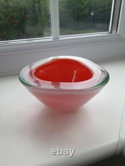 Vintage Seguso Murano alabastro pink / red art glass organic form bowl