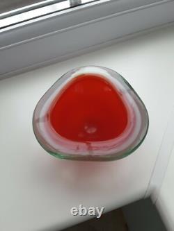 Vintage Seguso Murano alabastro pink / red art glass organic form bowl