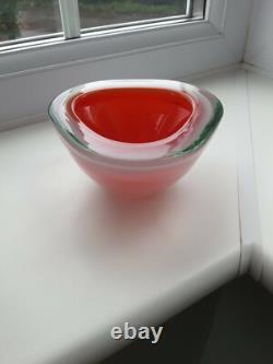 Vintage Seguso Murano alabastro pink / red art glass organic form bowl