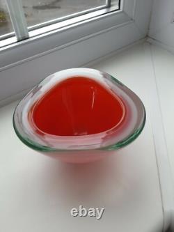 Vintage Seguso Murano alabastro pink / red art glass organic form bowl