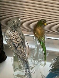 Vintage Set Formia Murano Glass Full Collection Exotic Birds Perfect Certificate