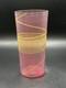 Vintage Signed Kosta Boda Bertil Vallien Spiral 8 Vase Pink & Neon Yellow Swirl