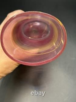 Vintage Signed Kosta Boda Bertil Vallien Spiral 8 Vase Pink & Neon Yellow Swirl