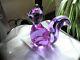 Vintage Solid Glass Murano Squirrel Alexandrite Signed Zanetti Lilac Pink Glow