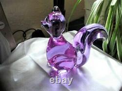 Vintage Solid Glass Murano Squirrel Alexandrite Signed Zanetti Lilac Pink Glow