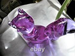 Vintage Solid Glass Murano Squirrel Alexandrite Signed Zanetti Lilac Pink Glow