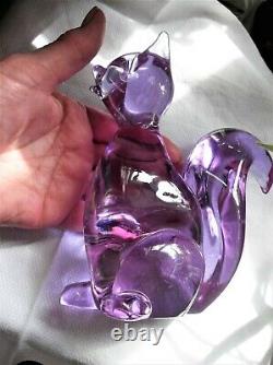 Vintage Solid Glass Murano Squirrel Alexandrite Signed Zanetti Lilac Pink Glow