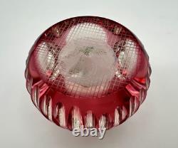 Vintage St. Louis Fruit White Latticino Pillow Pink Cut To Clear Paperweight